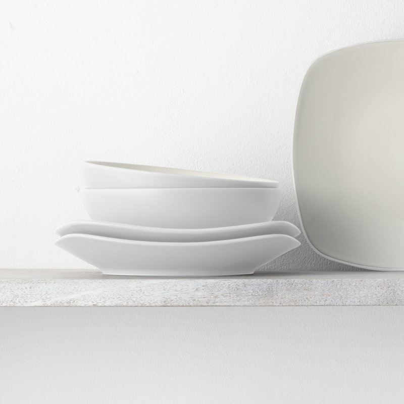 Service de table carré 16 pièces Noritake Colorwave, service pour 4, Blanc