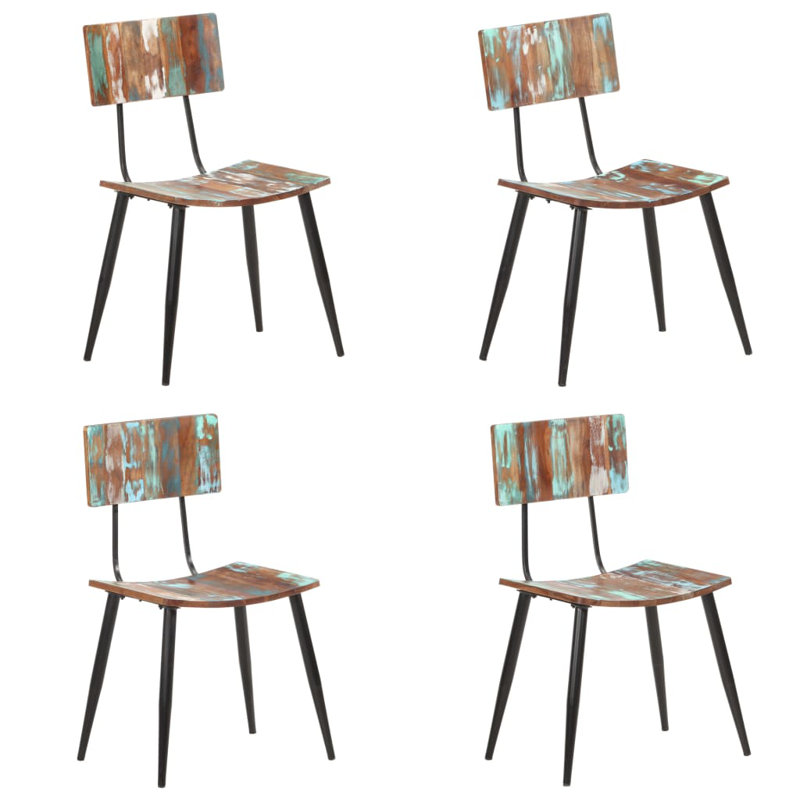 Deven 43cm H Side Chair in Multicolour, Multicolor Reclaimed Wood, 4