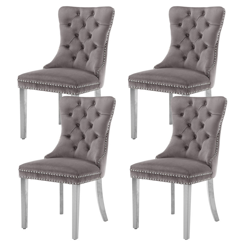 Chaise de salle à manger Kenta, Argent gris, Ivoire