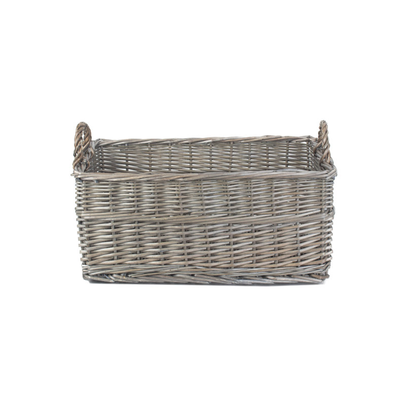 Wicker Shallow Storage Basket, 28cm H X 52cm W x 32cm D