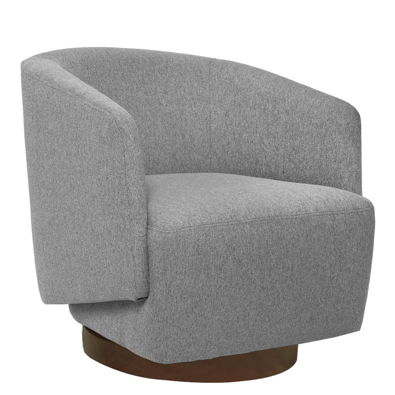 Modern Upholstered Swivel Barrel Chair, Accent Chairs with Wood Base for Living Room, Performance Fabric