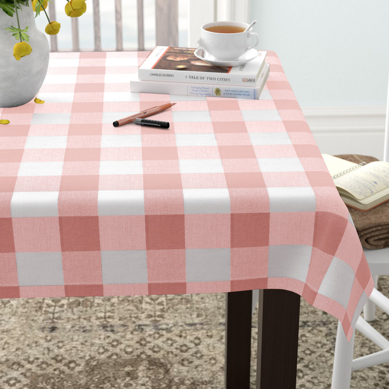 Wolsingham Gingham 100% Cotton Square Tablecloth, Pink, 40" L x 40" W