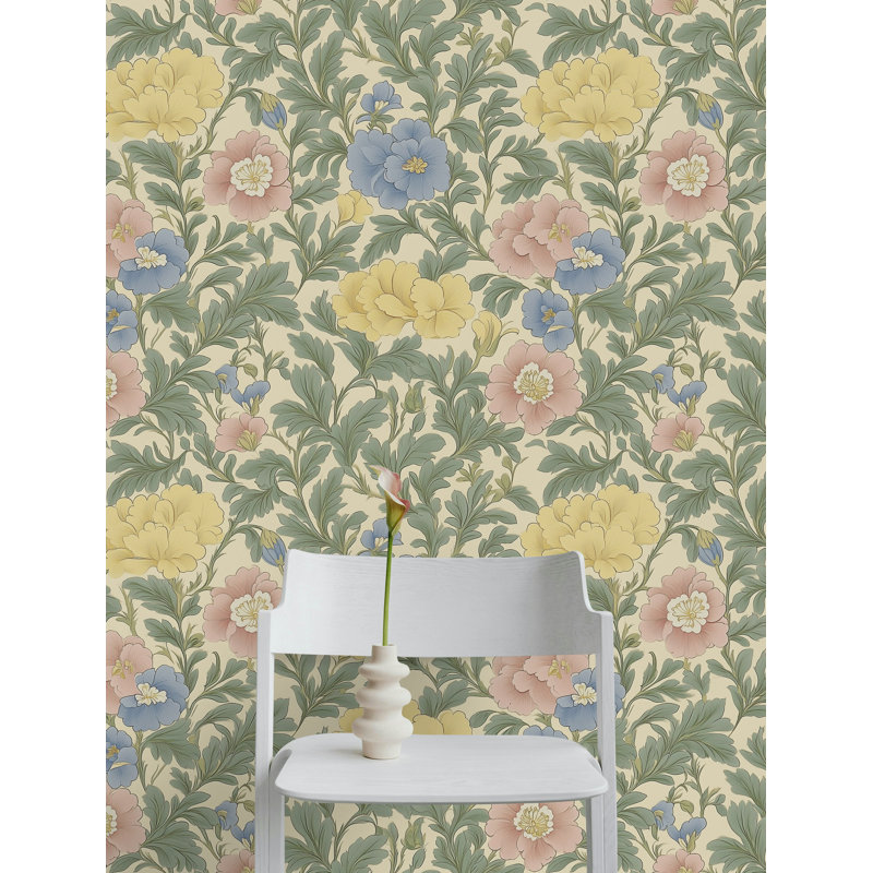 Rouleau de papier peint à motif floral pastel rétro