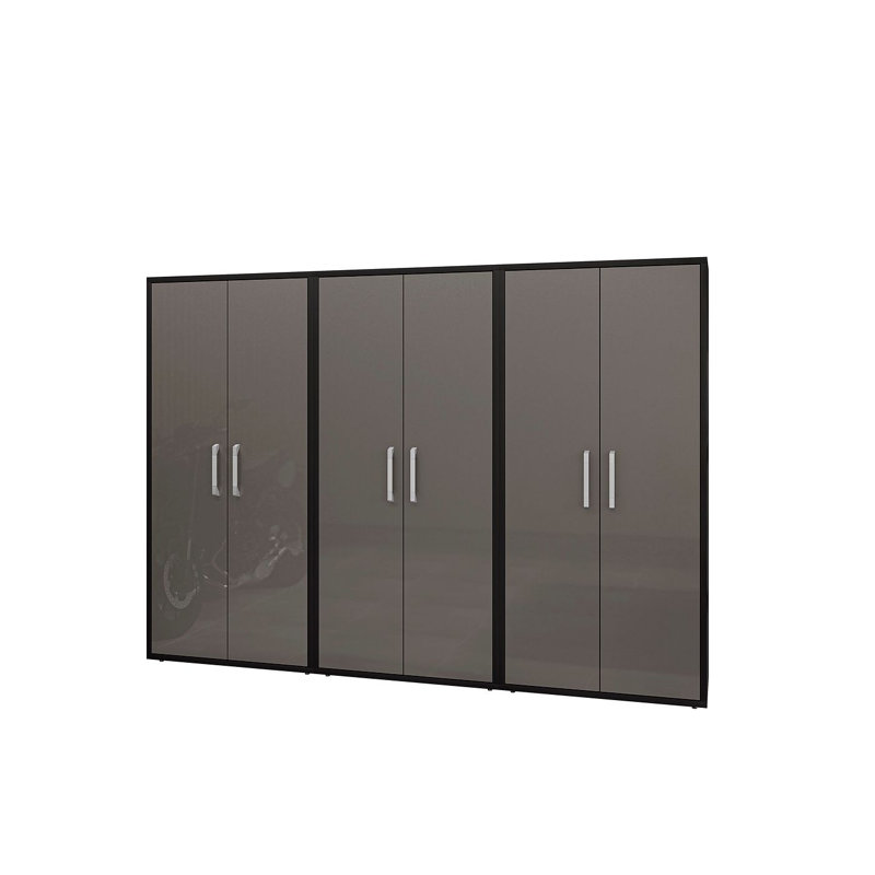 Aseem 3 Piece Single Storage Cabinet ( 73.43'' H x 106.29'' W x 17.72'' D), Black/Gray