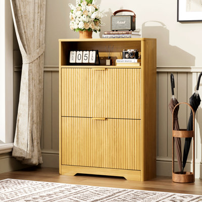 Armoire à chaussures avec 2 tiroirs rabattables et un grand range-chaussures autoportant