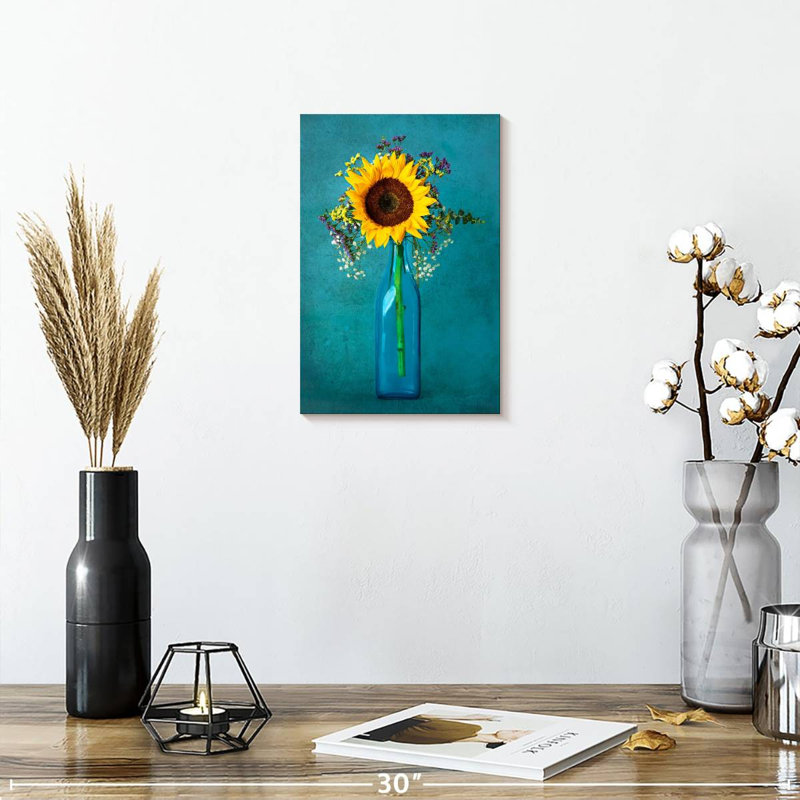 Harnek tournesol dans un vase, H 12 po x l 8 po