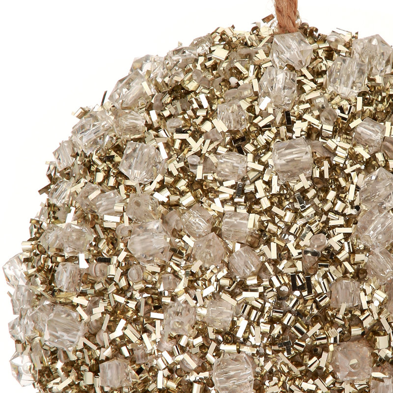 4.5'' Geometric Ball Ornament, Champagne Gold