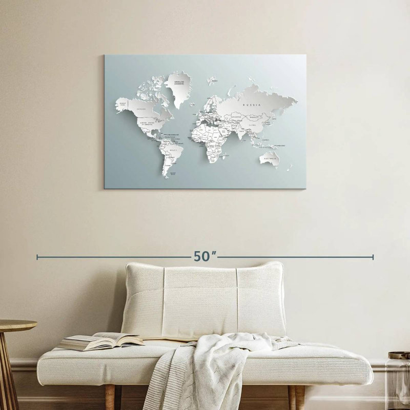 Carte du monde moderne Aliaz, H 24 po x l 36 po
