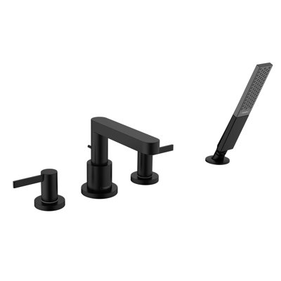 Garniture de baignoire romaine à 4 trous avec douche à main 1,75 GPM hansgrohe Finoris