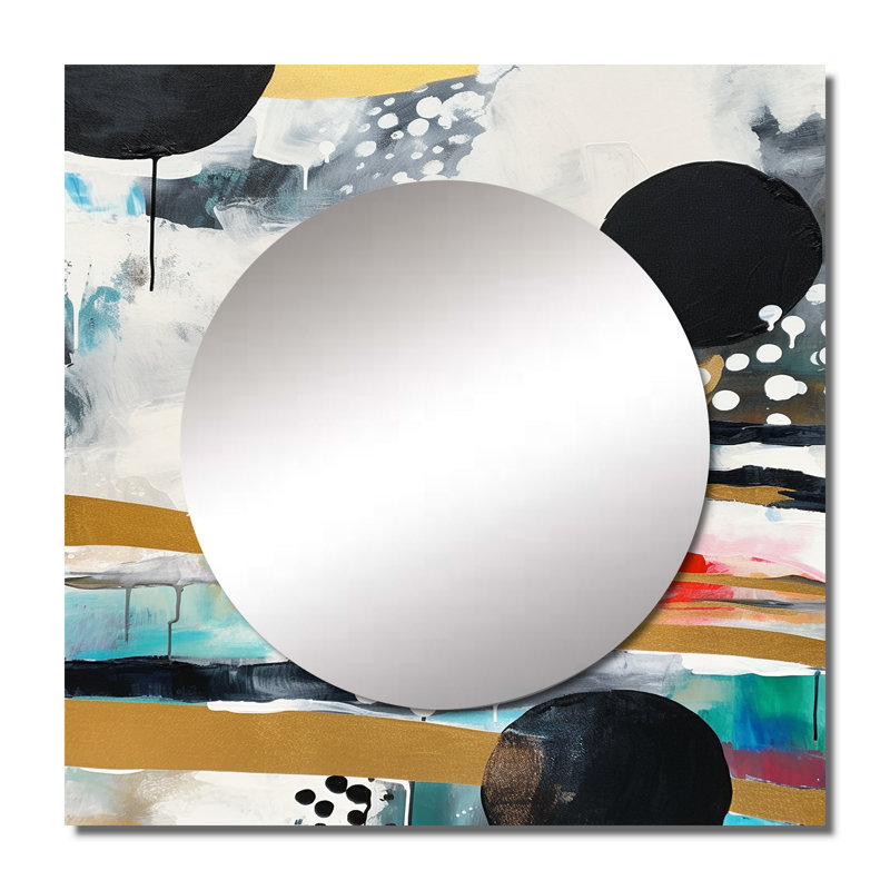 Saberina - Miroir carré abstrait pour décoration murale, 36 po x 36 po