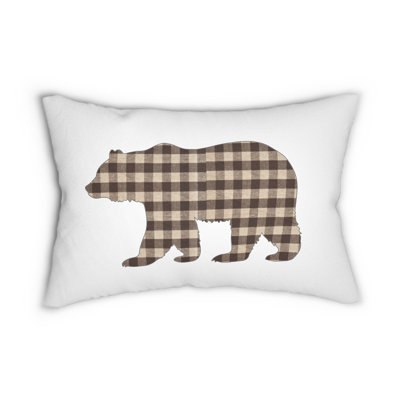 Buffalo Plaid Bear Pillow Cover Gingham Check Bear Silhouette Throw Pillow