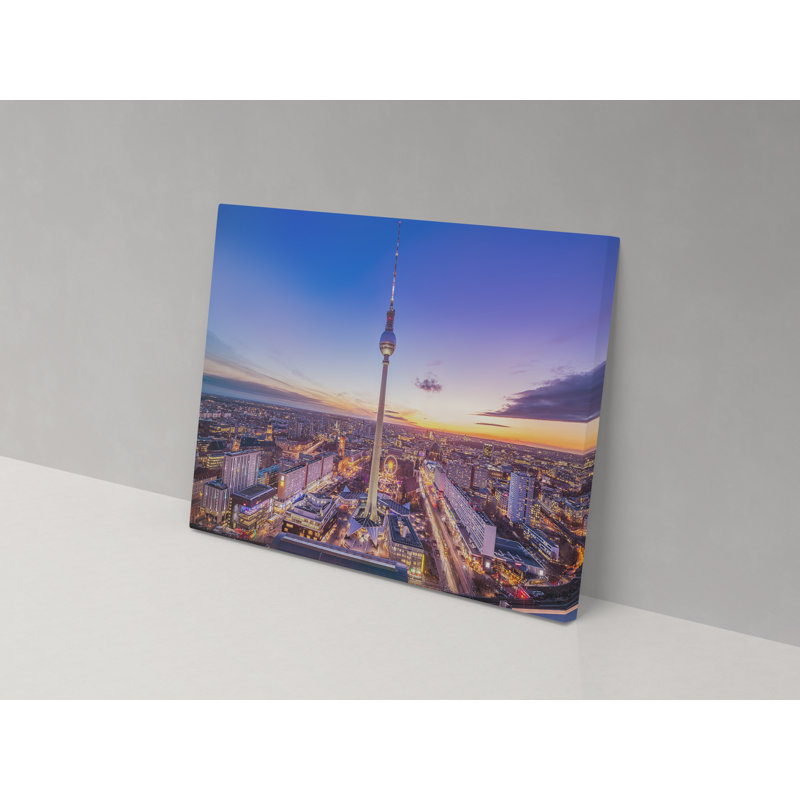 Berliner Fernsehturm Sunset - Wrapped Canvas Print, 52cm H x 82cm W x 4cm D
