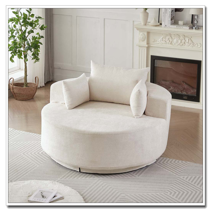Chaise pivotante 55 po en chenille simple L, Beige clair
