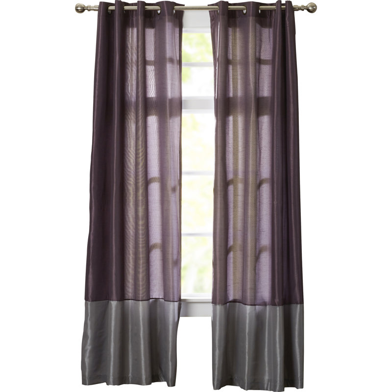 Semi Sheer Curtain Pair, Grey, 137cm W x 213cm L