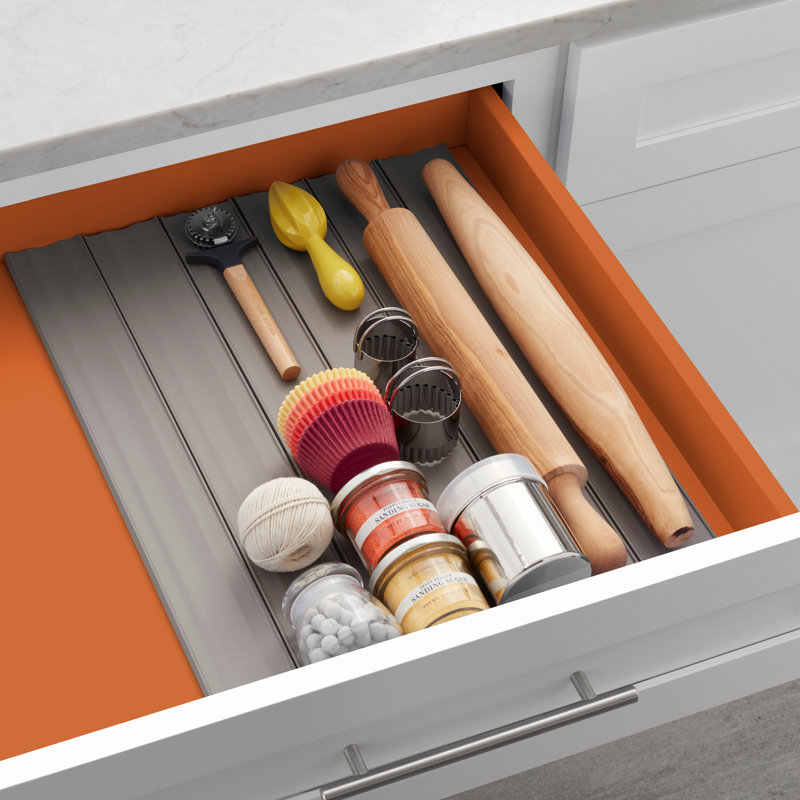 YouCopia® SpiceLiner® Adjustable Spice Drawer Liner, Spice Bottle and Jar Storage Organizer Insert, Grey
