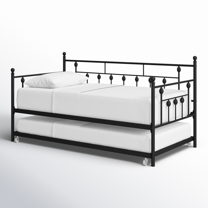 Lit de jour simple avec couchette Losh, Noir
