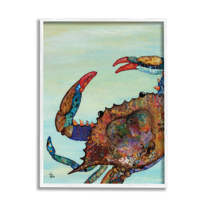 Colorful Crab Aquatic Animal Canvas Print with White Frame