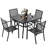 Outdoor 5-Piece Dining Set, Iron Finish, Black-1040189683