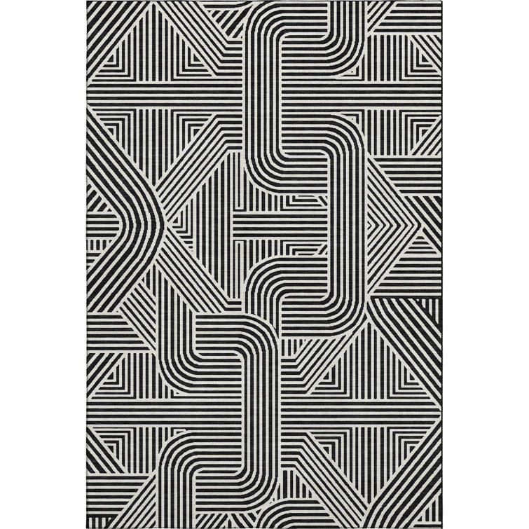 Premium Machine Washable Prisco Black Rug