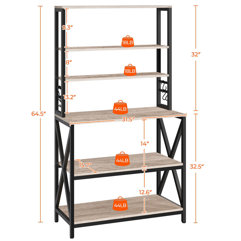 Étagère de rangement 6 niveaux Baker's Rack, Gris