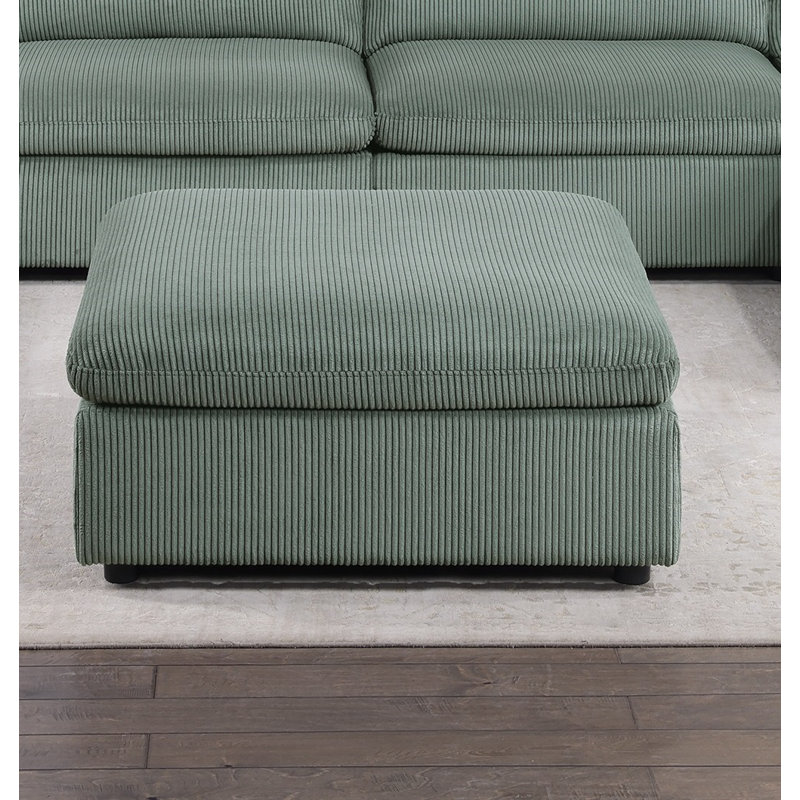 Repose-pieds contemporain en velours côtelé 1 pièce