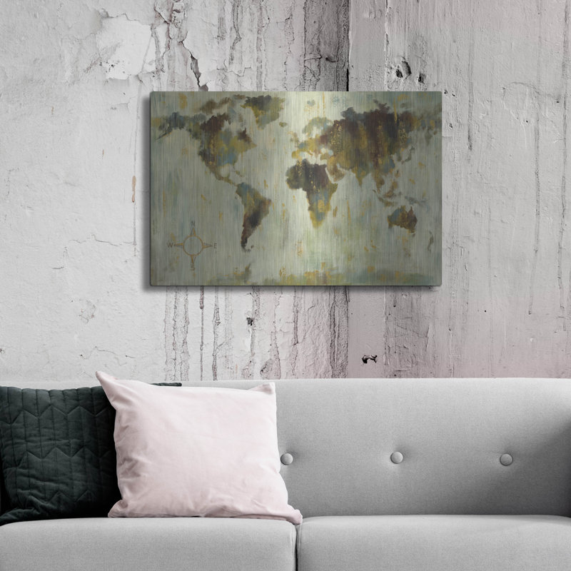 «Bronze World Map» par Silvia Vassileva, H 24 po x l 36 po