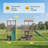 Two-Story Outdoor Playhouse for Kids, Wooden Kids Playhouse with Slide, Bench, BBQ Play Kitchen, Flat-Step Ladder, Lookout Platform and Clock for Age 2+ Backyard Play, Brown