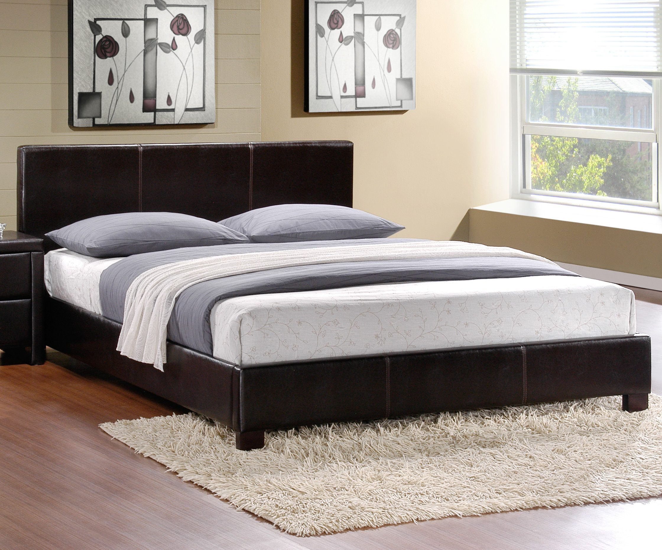 Manila upholstered low profile store platform bed