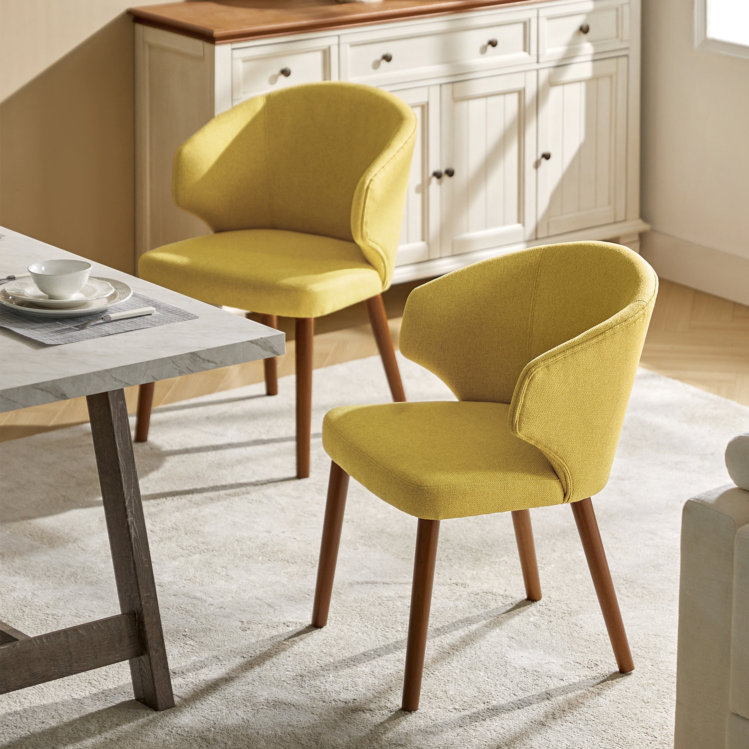 Kanalu Dining Chair, Mustard Linen