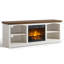 Meuble télé 70 po pour téléviseur 80 po, grande console pour salon, blanc + bois de grange-660982561