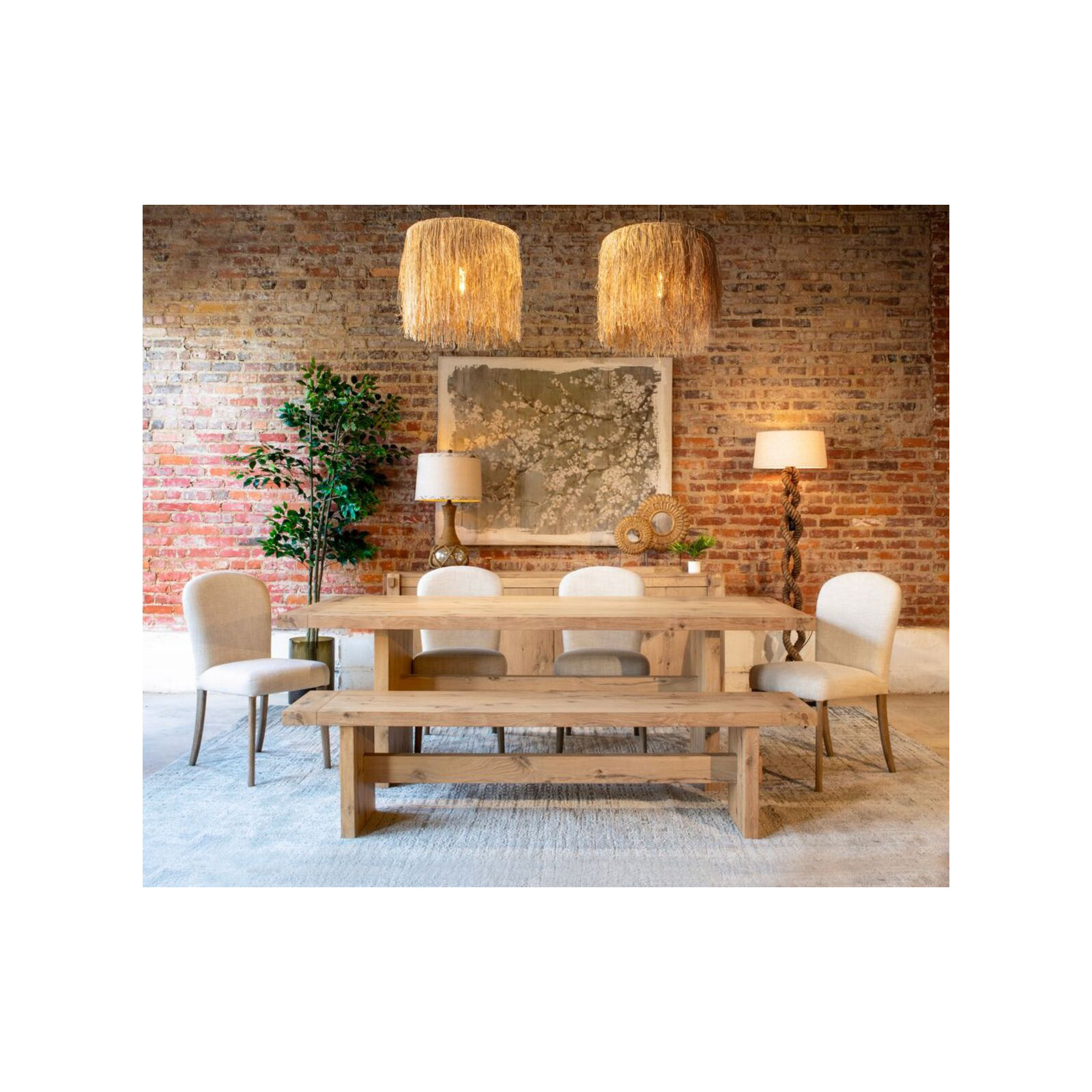 Rhett 85" Dining Table In Distressed Oak