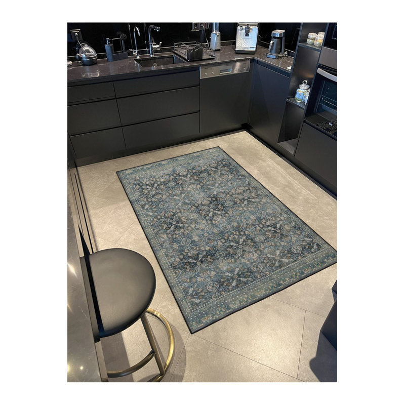 Tapis noir tissé à motif géométrique lavable, Tapis de couloir 3 pi 3 po x 9 pi 10 po