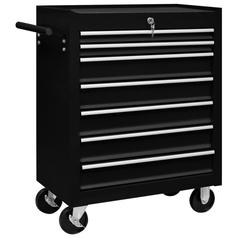 Strattenburg Tool Trolley with 7 Drawer, Black