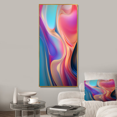 Art transitionnel sur toile, "Transitional" rose et bleu