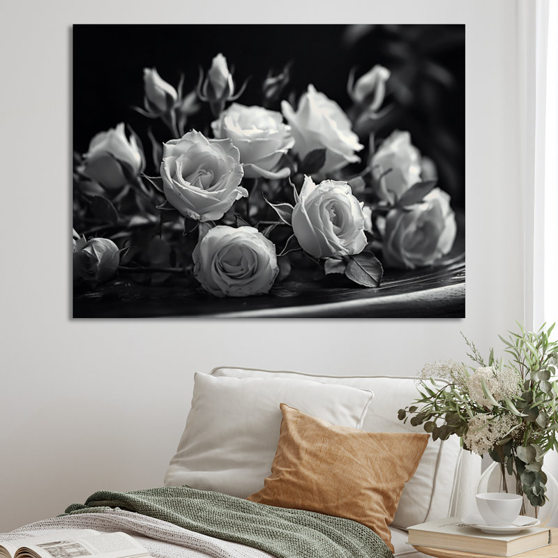 Jardin gris des roses III Jardin gris des roses III, H 12 po x l 20 po x P 1 po, Toile tendue