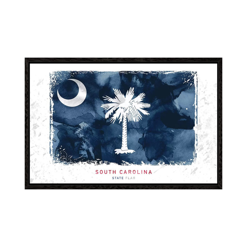 South Carolina - Print on Canvas, 45.72cm H x 66.04cm W x 3.81cm D, Black Framed