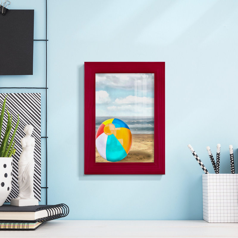 Beach Ball I - impression d'un seul cadre photo, Rouge, H 6 po x l 4 po x P 1 po