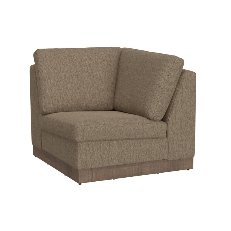 Base et cadre en bois, coin carré, Polyester brun