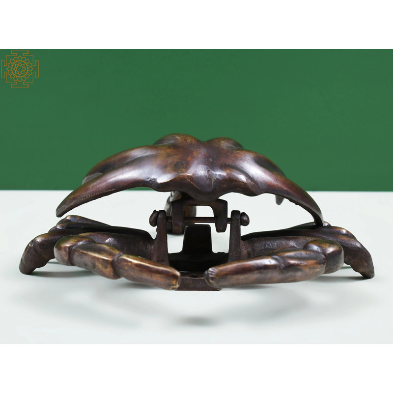 7" Handmade Brass Crab Door Knocker | Nautical Coastal Hardware for Front Door Entrance | Indian Artisan Metal Decor, Brown