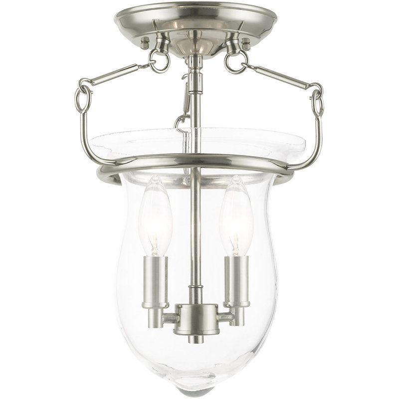Plafonnier semi-encastré Libertytown Crystal, Nickel poli