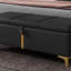 Élégant repose-pieds de rangement rembourré, banc de rangement avec pieds en métal pour la chambre à coucher, le salon, entièrement assemblé sauf les pieds, noir