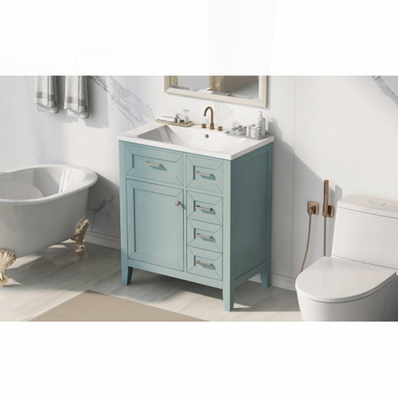 Meuble-lavabo 30 po avec lavabo, Vert / argenté