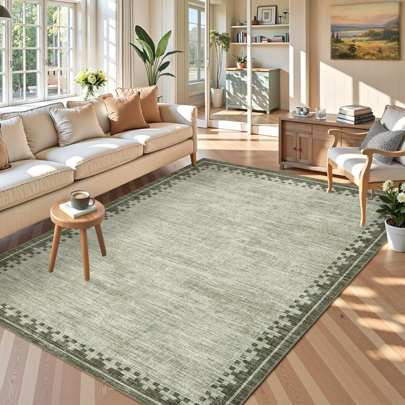 Tapis modernes à bordures lavables modernes pour la chambre à coucher, tapis doux et résistant aux taches et résistant aux taches