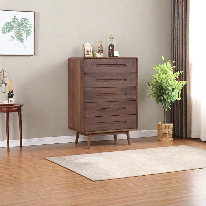 Commode d'appoint avec rangement en noyer noir