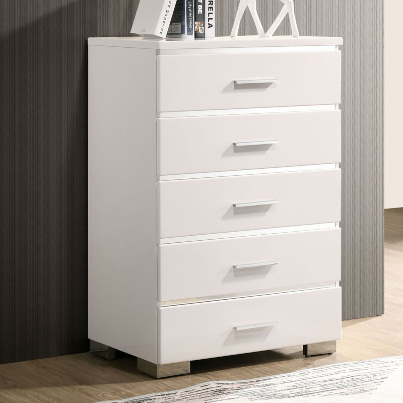 Commode 5 tiroirs Donnellson, Blanc