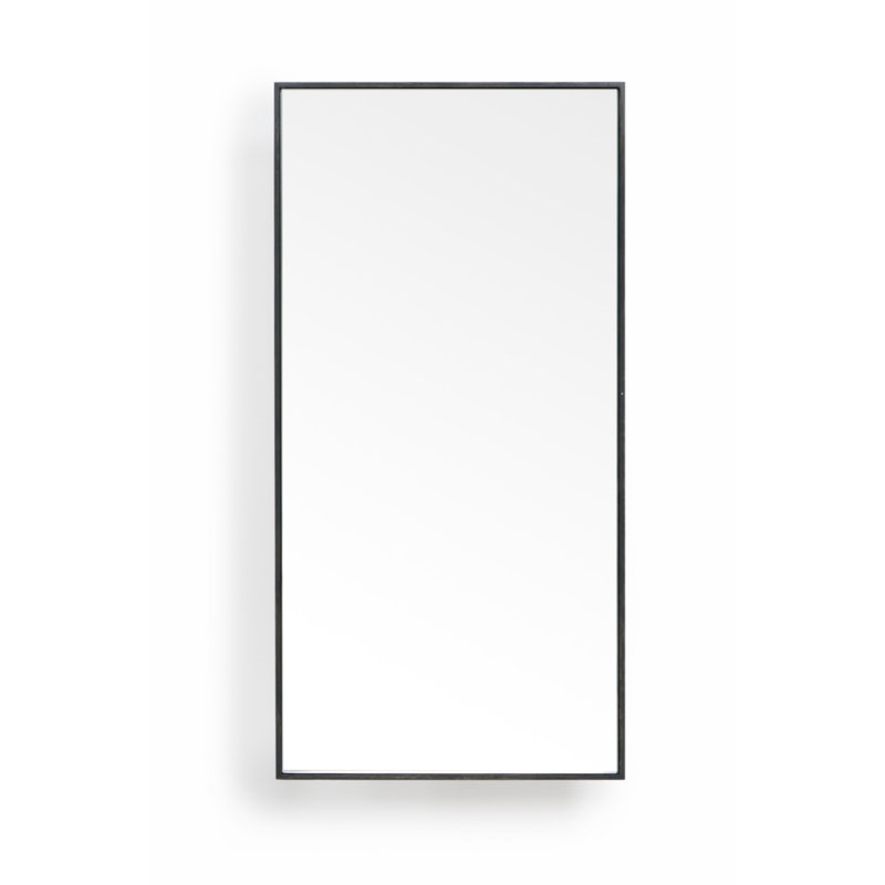 Slimline Rectangle Solid Wood Wall Mirror, Dark Oak