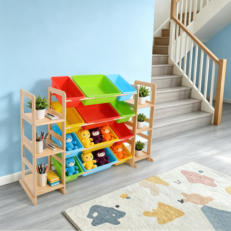 Organisateur de bibliothèque et de rangement pour jouets, Blanc