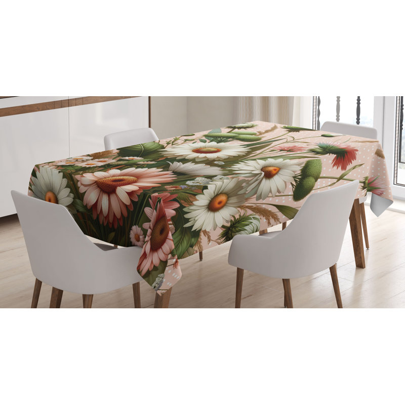 Dymon Rectangle Floral Microfiber Tablecloth, 90" Rectangle