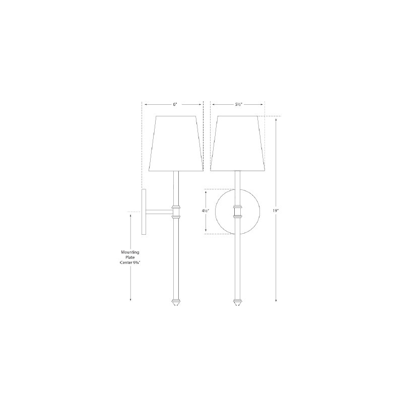 Suzanne Kasler Camille Sconce, Polished Nickel, Fabric