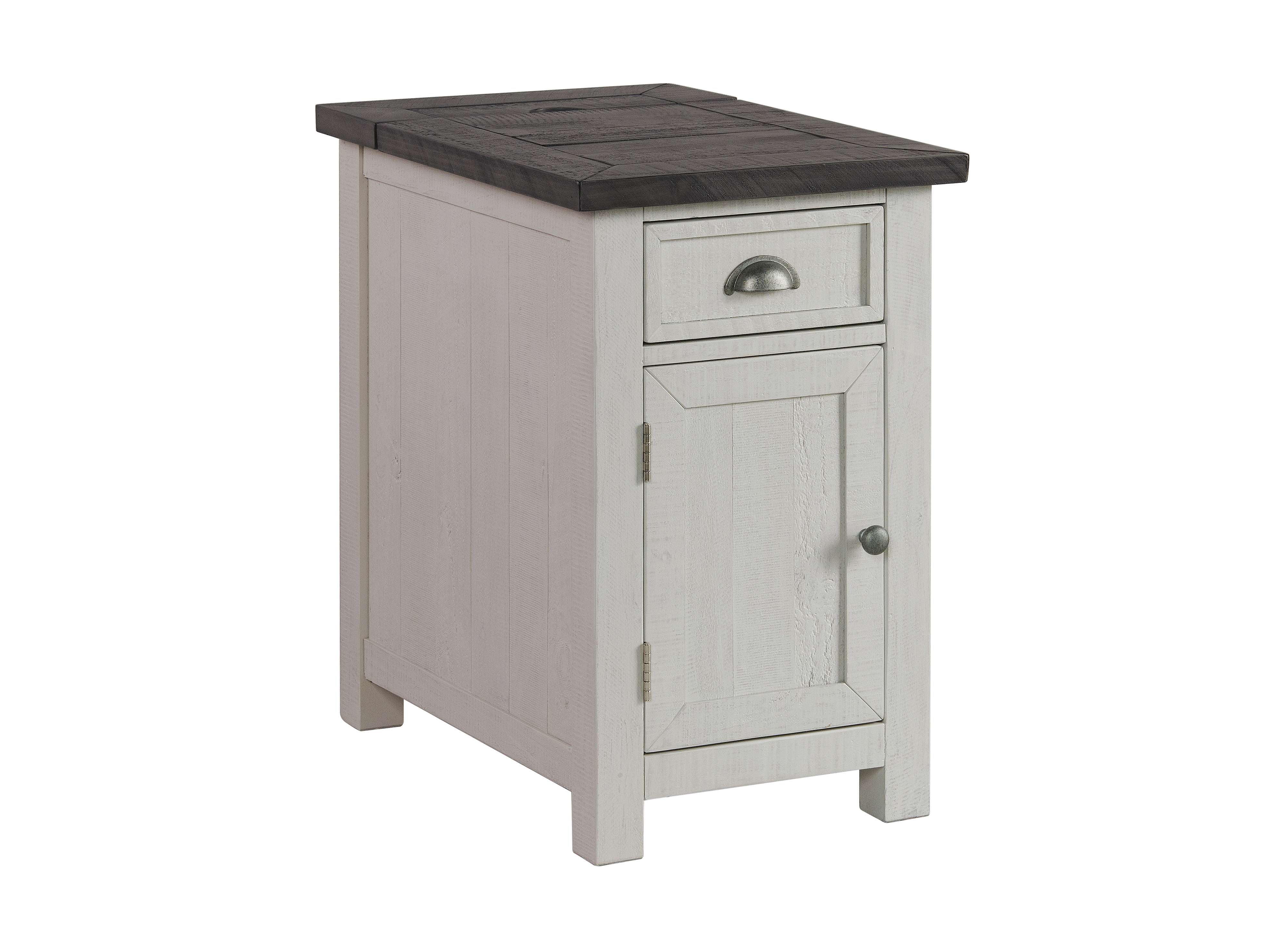 Balsam 25'' Tall Solid Wood End Table with Storage and Built-In Outlets